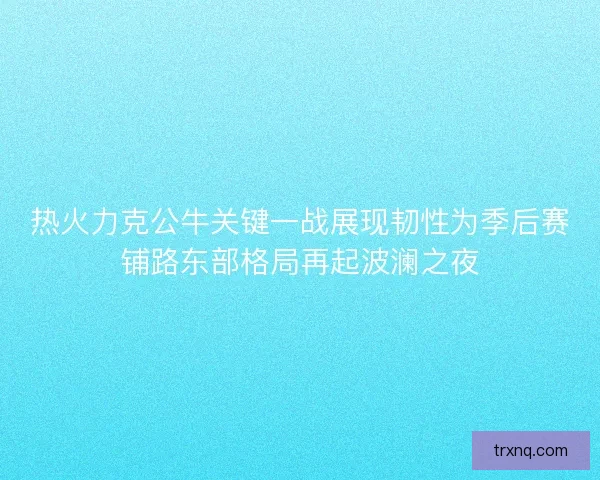 热火力克公牛关键一战展现韧性为季后赛铺路东部格局再起波澜之夜