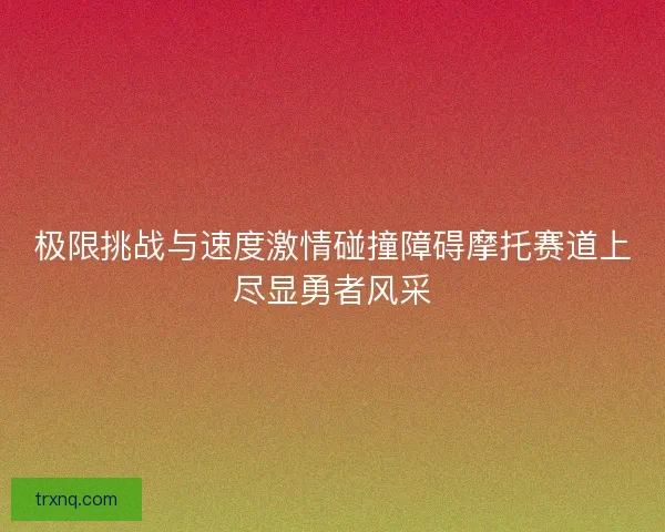 极限挑战与速度激情碰撞障碍摩托赛道上尽显勇者风采